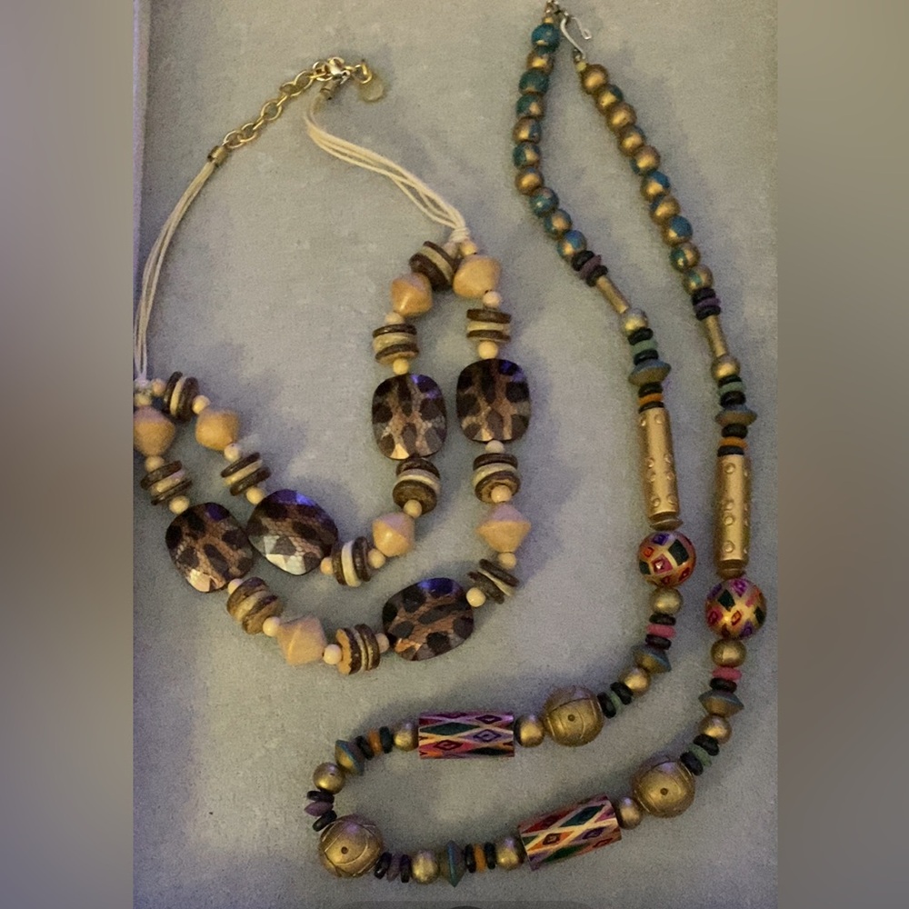 VTG Bohemian Beaded Necklace Set Lot - Picture 1 of 7